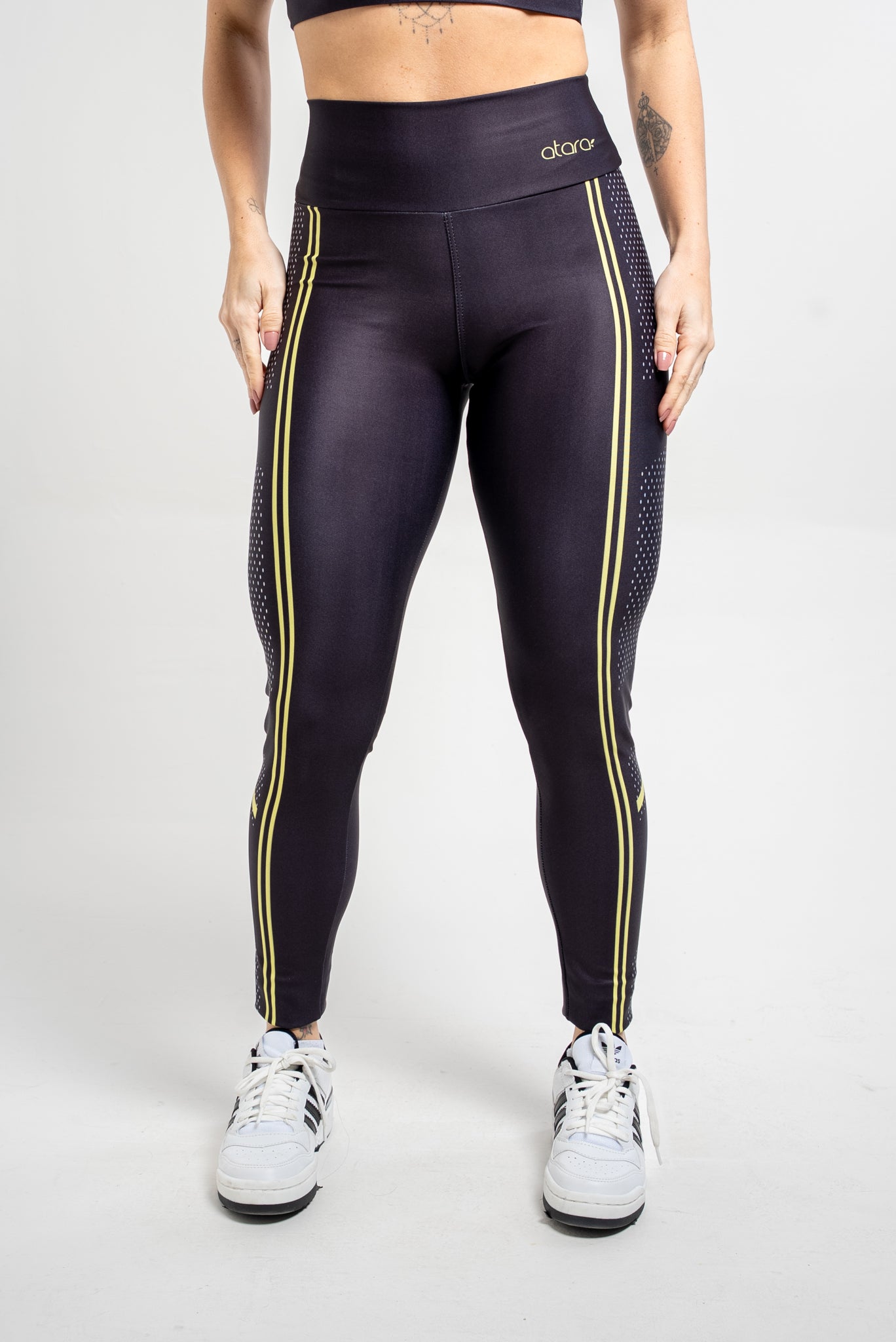 Legging Faixa Mesh Amarela - atarafitness