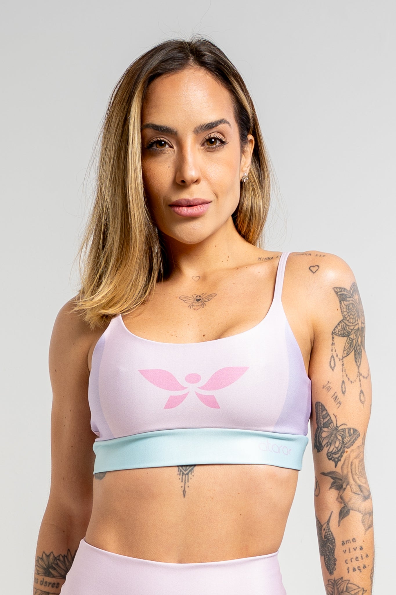 Top alcinha Três Cores Rosa - atarafitness