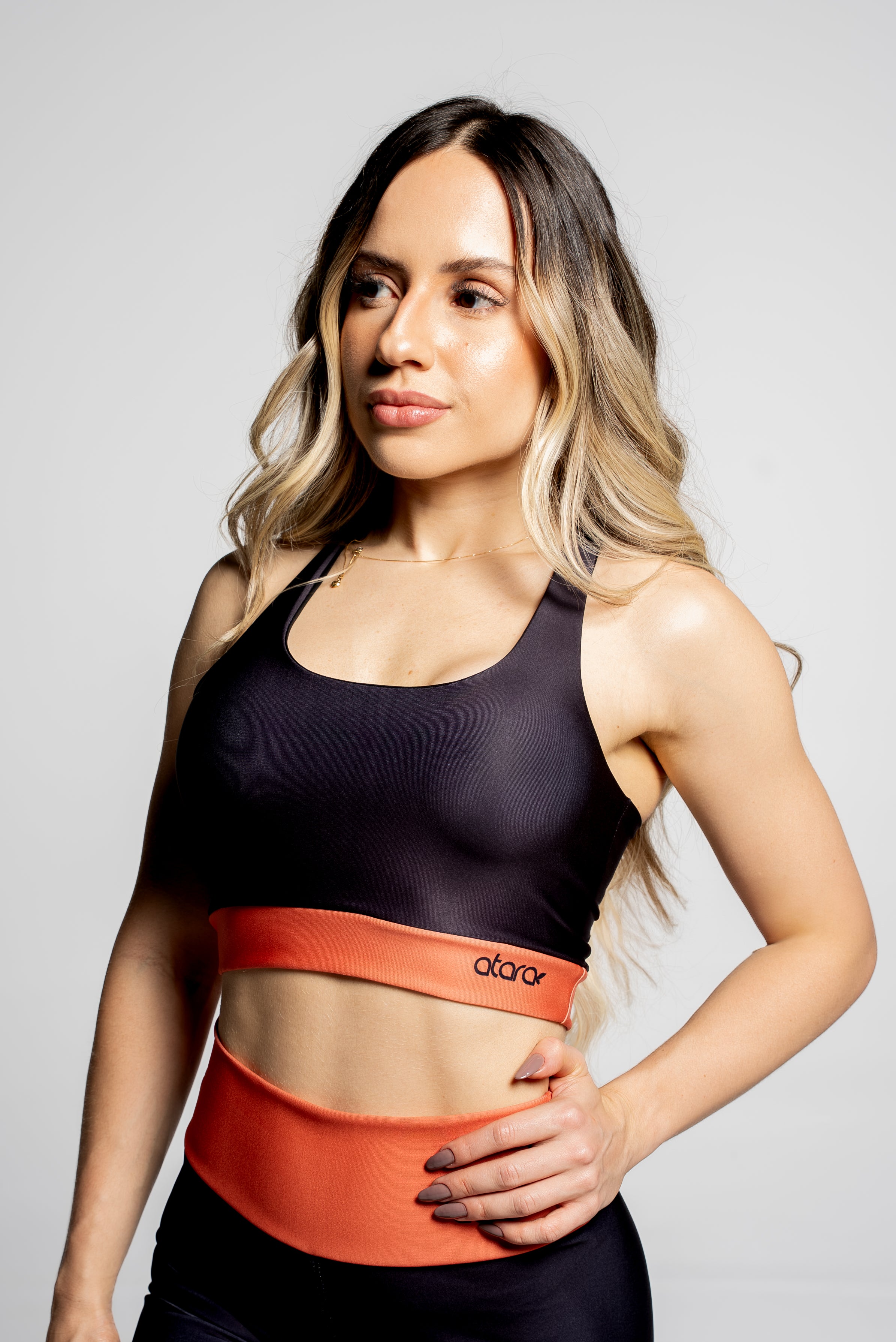 Top Color Block Orange - atarafitness