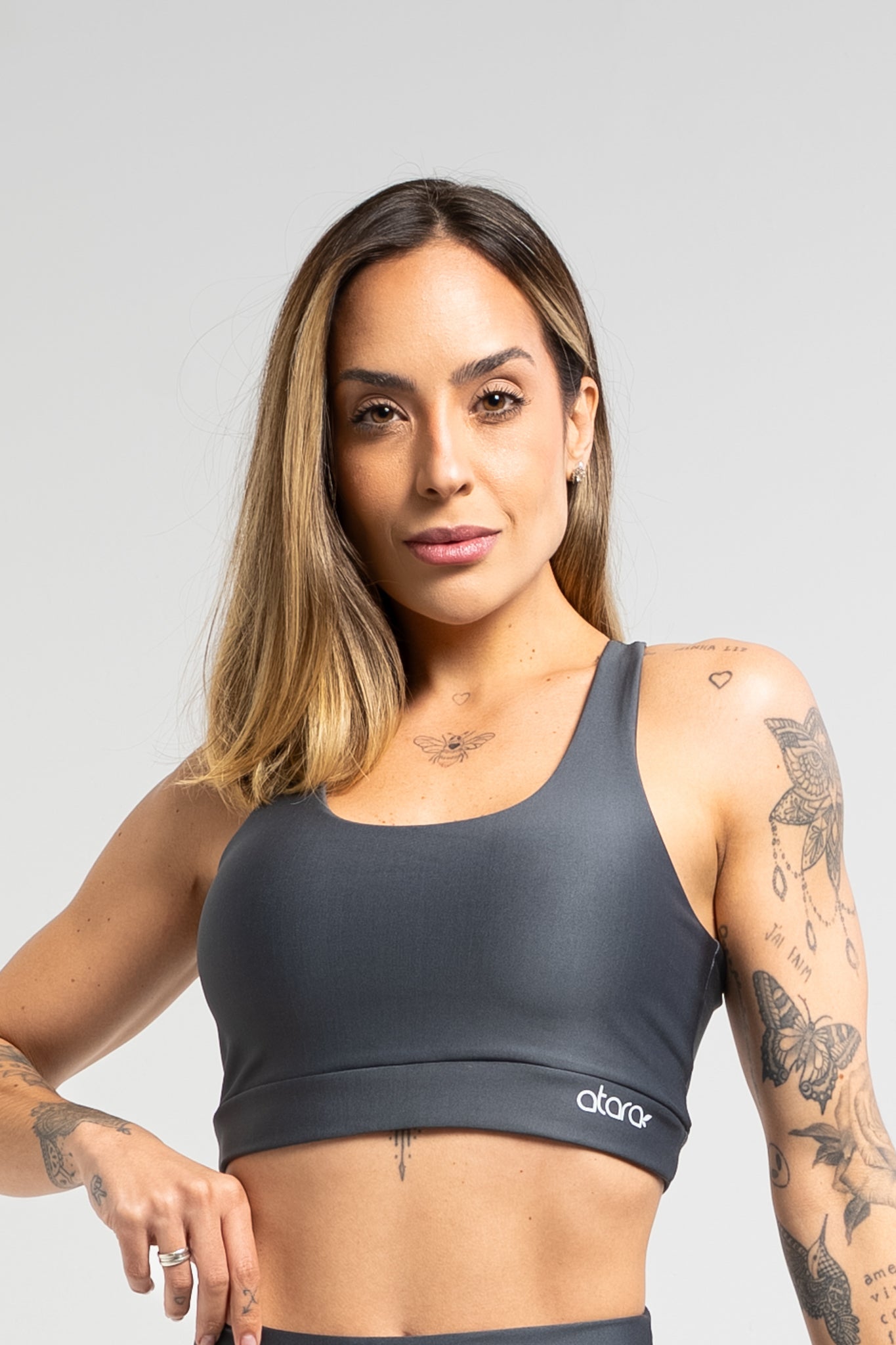 Top Nadador Básico Liso Chumbo - atarafitness