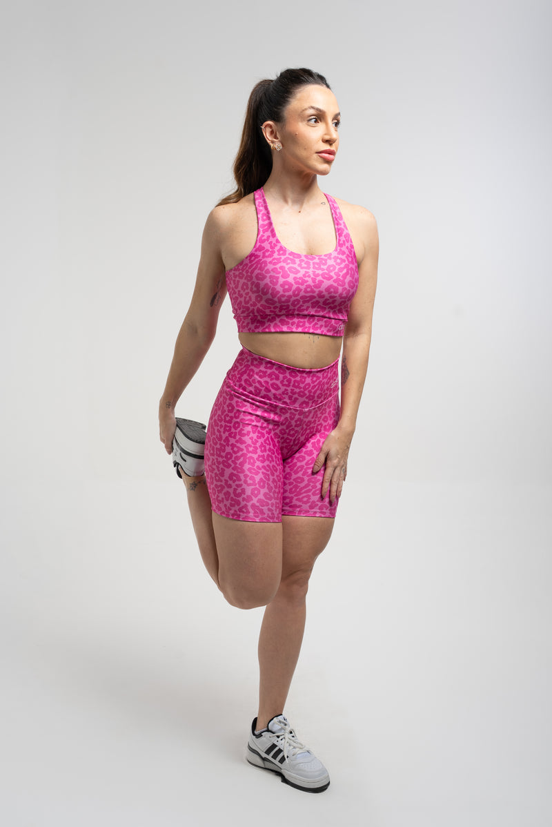 Bermuda Estampa Localizada Onça Rosa Pink - atarafitness