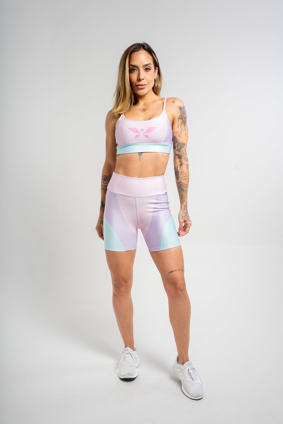 Bermuda Estampa Três Cores Rosa - atarafitness