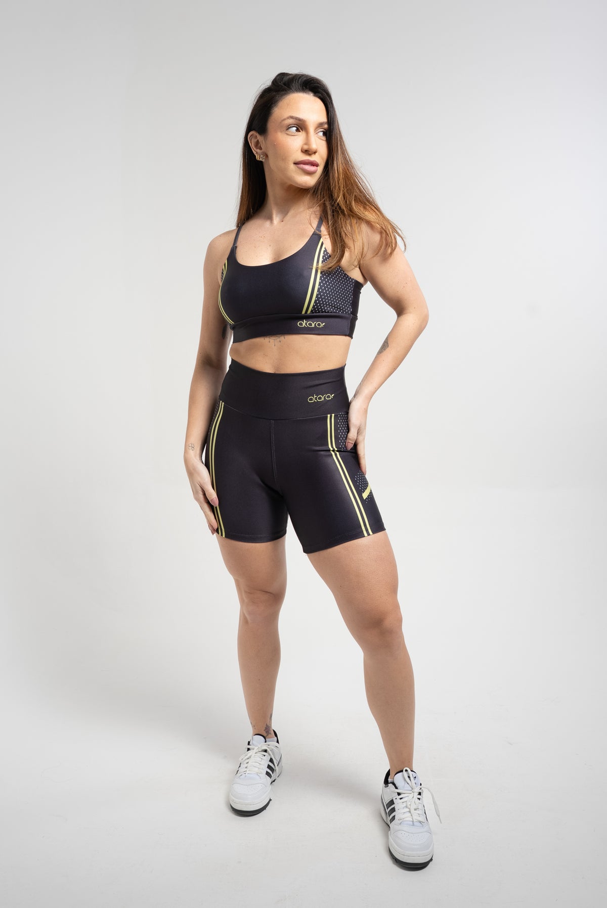 Bermuda Faixa Mesh Amarela - atarafitness