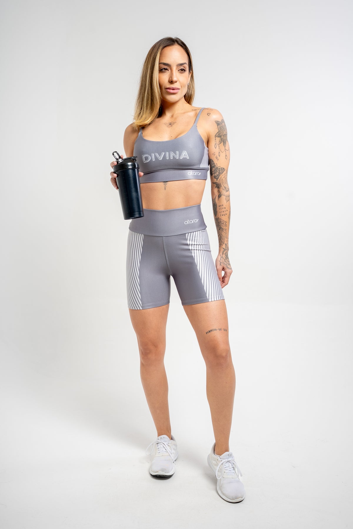Bermuda Listra Cinza - atarafitness