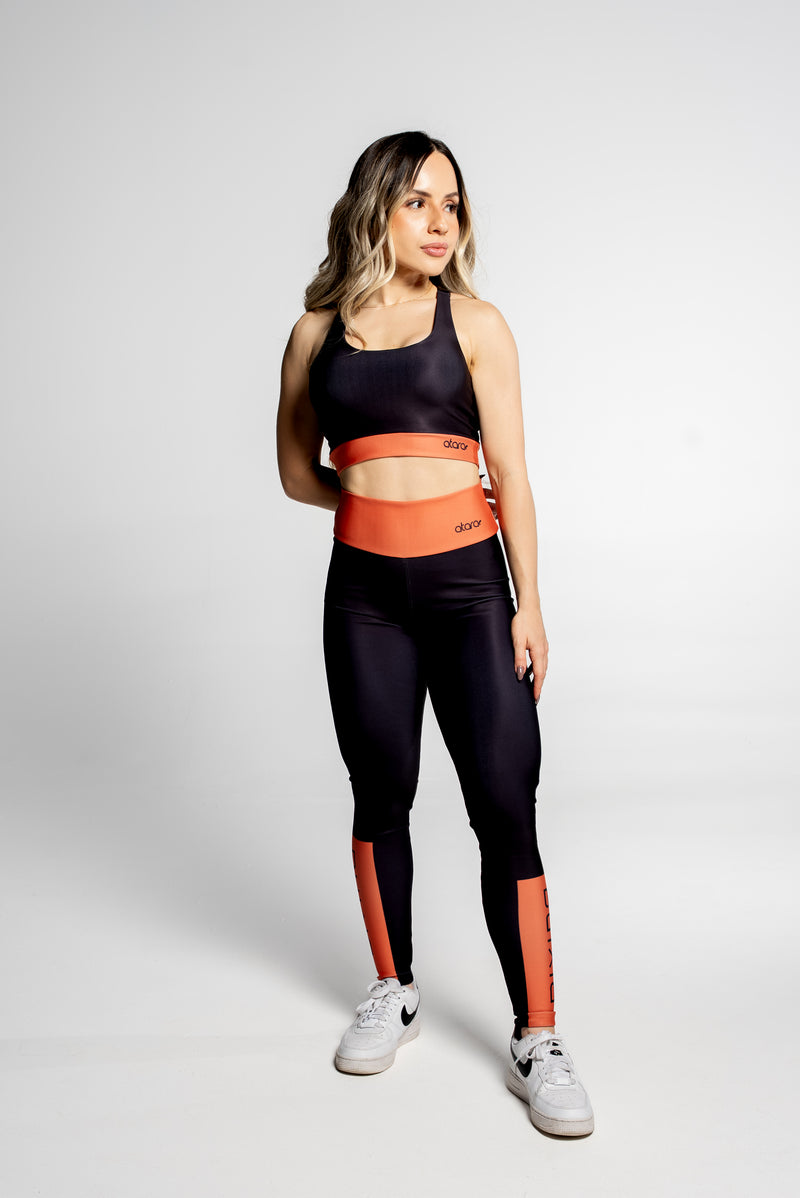 Legging Color Block Orange - atarafitness