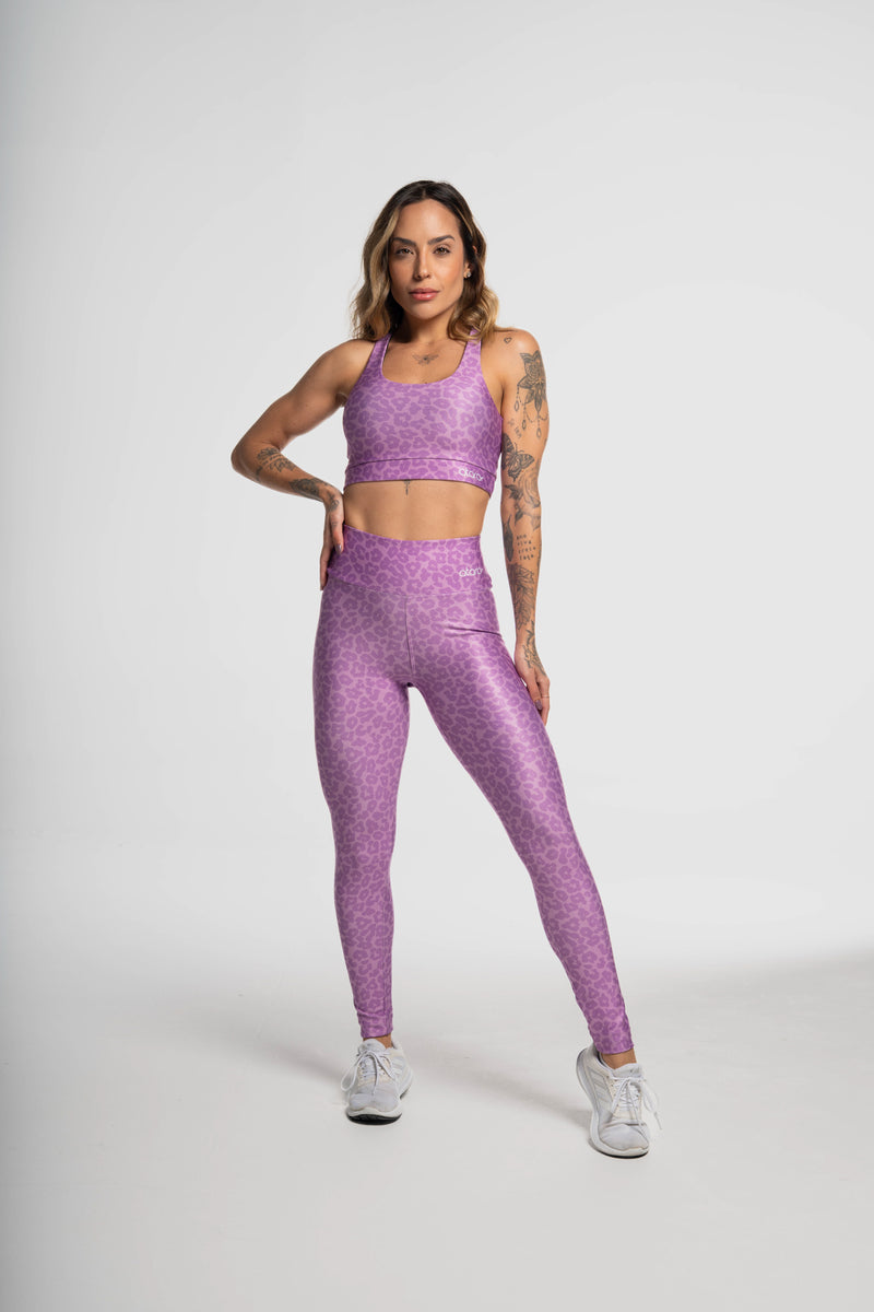 Legging Estampa Localizada Onça Roxa - atarafitness