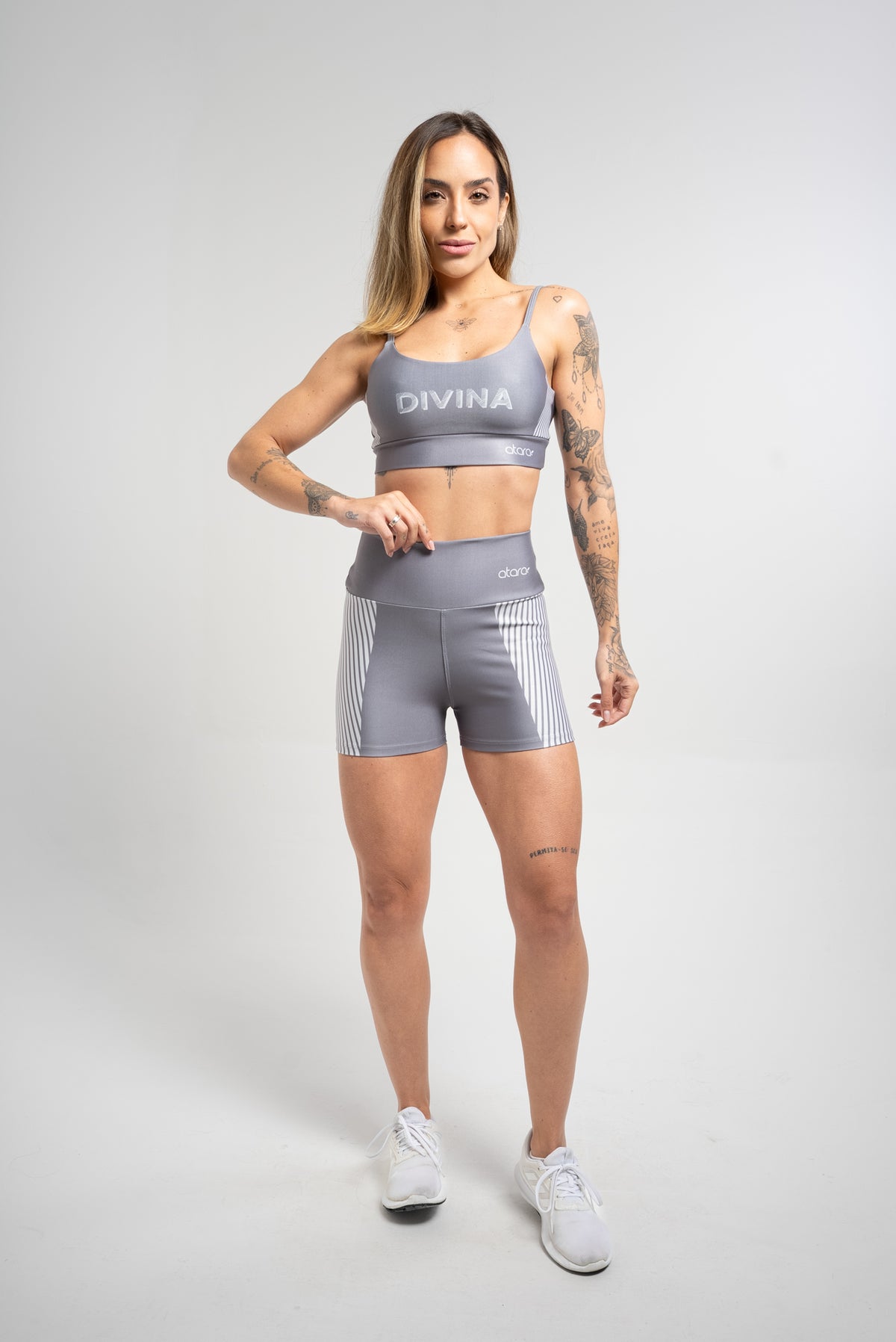 Shorts Listra Cinza - atarafitness