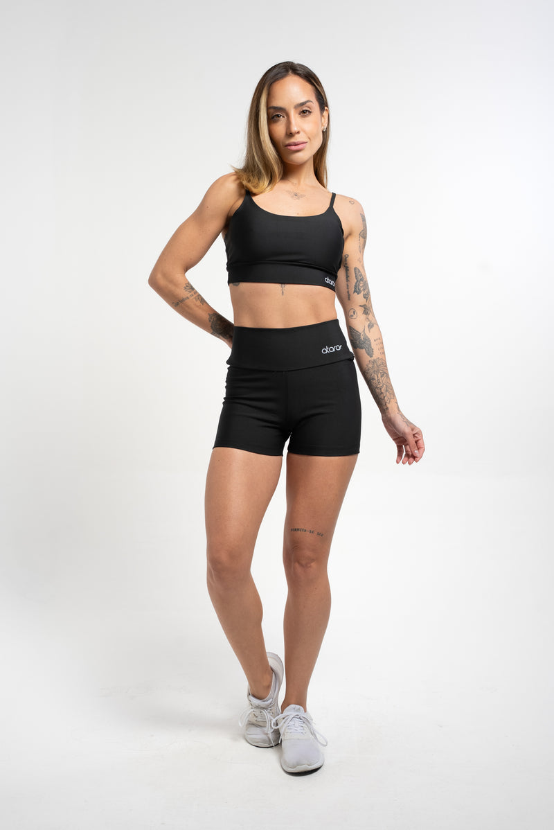 Shorts Preto Liso Básico - atarafitness