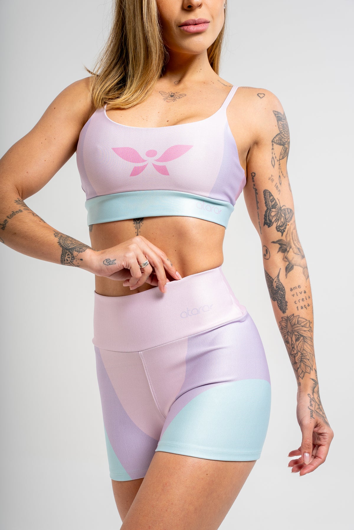 Shorts Três Cores Rosa - atarafitness