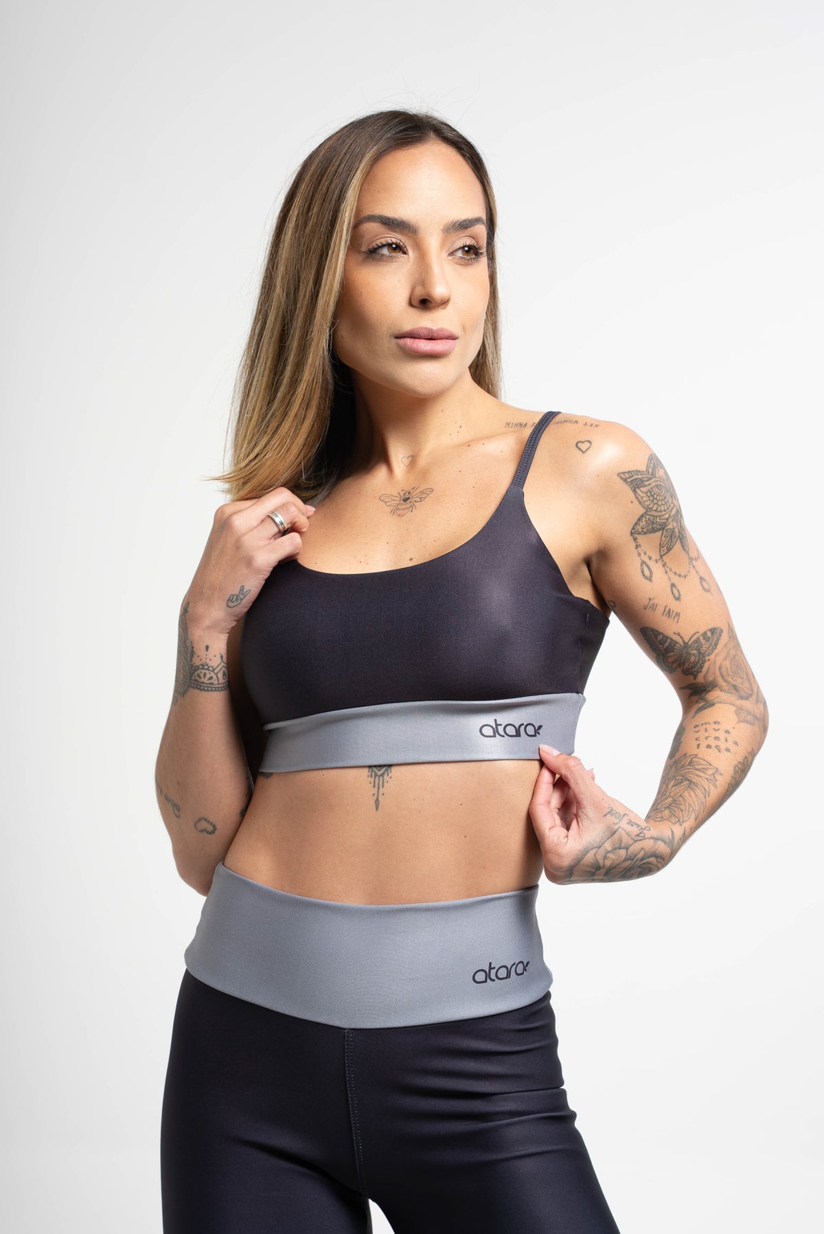 Top Alcinha Color Block Gray - atarafitness