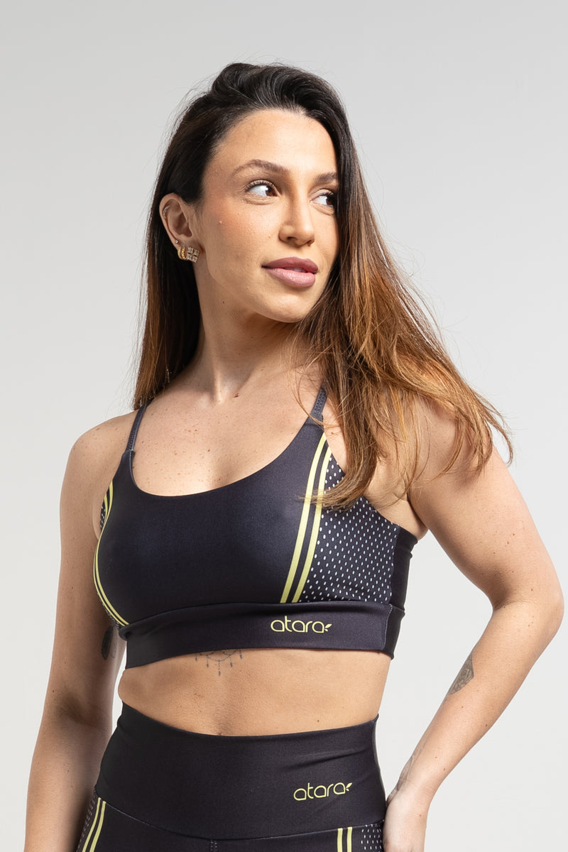 Top Alcinha Faixa Mesh Amarela - atarafitness