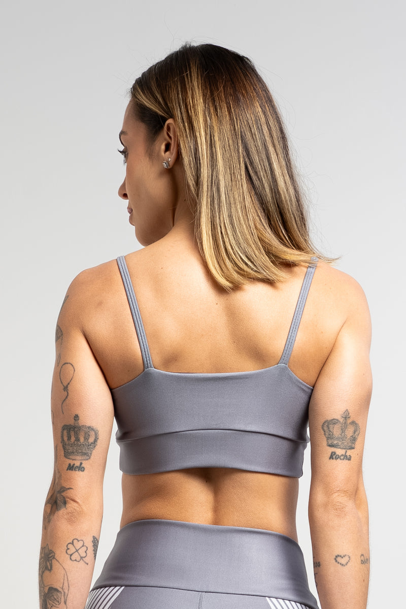 Top Alcinha Listra Cinza - atarafitness