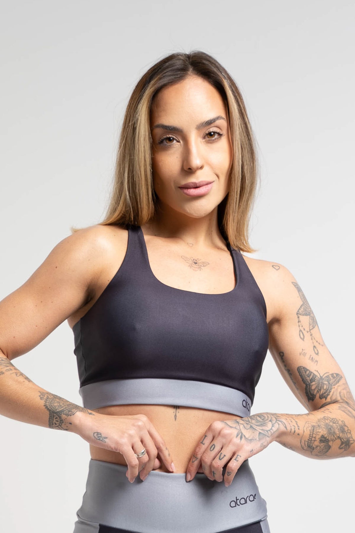Top Color Block Gray - atarafitness