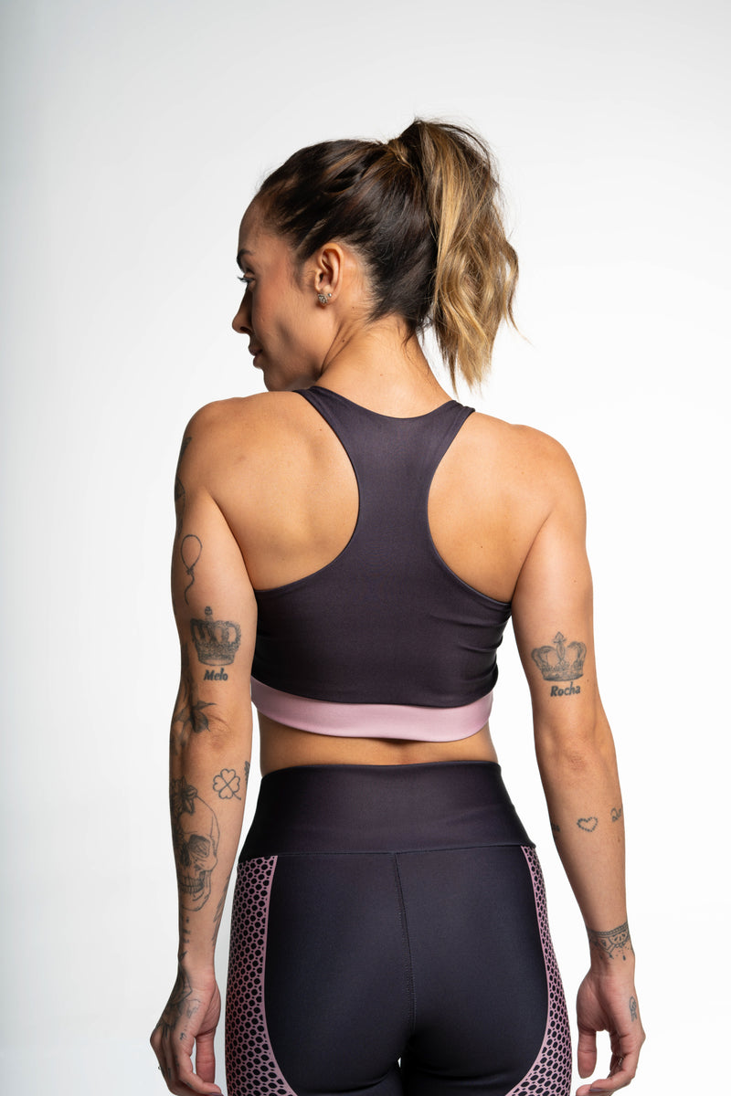 Top Estampa Localizada Renda Rosa - atarafitness