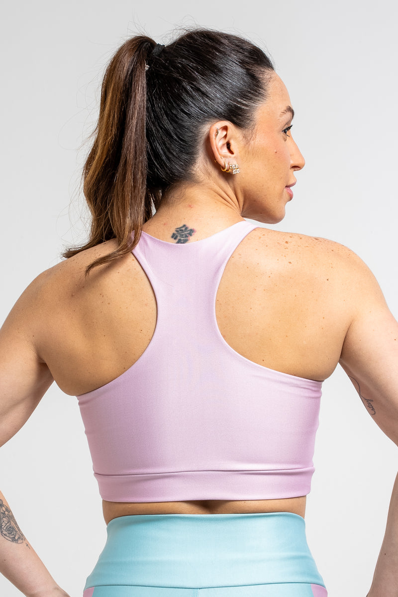 Top Estampa Localizada Verde Água Poá Rosa - atarafitness